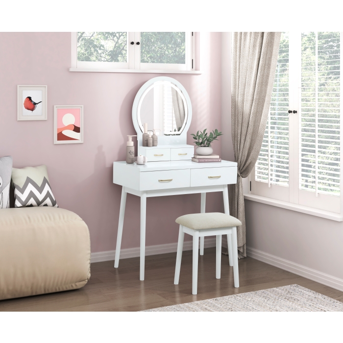 WHITE MAKEUP VANITY WITH FREE STOOL $239.99+TX