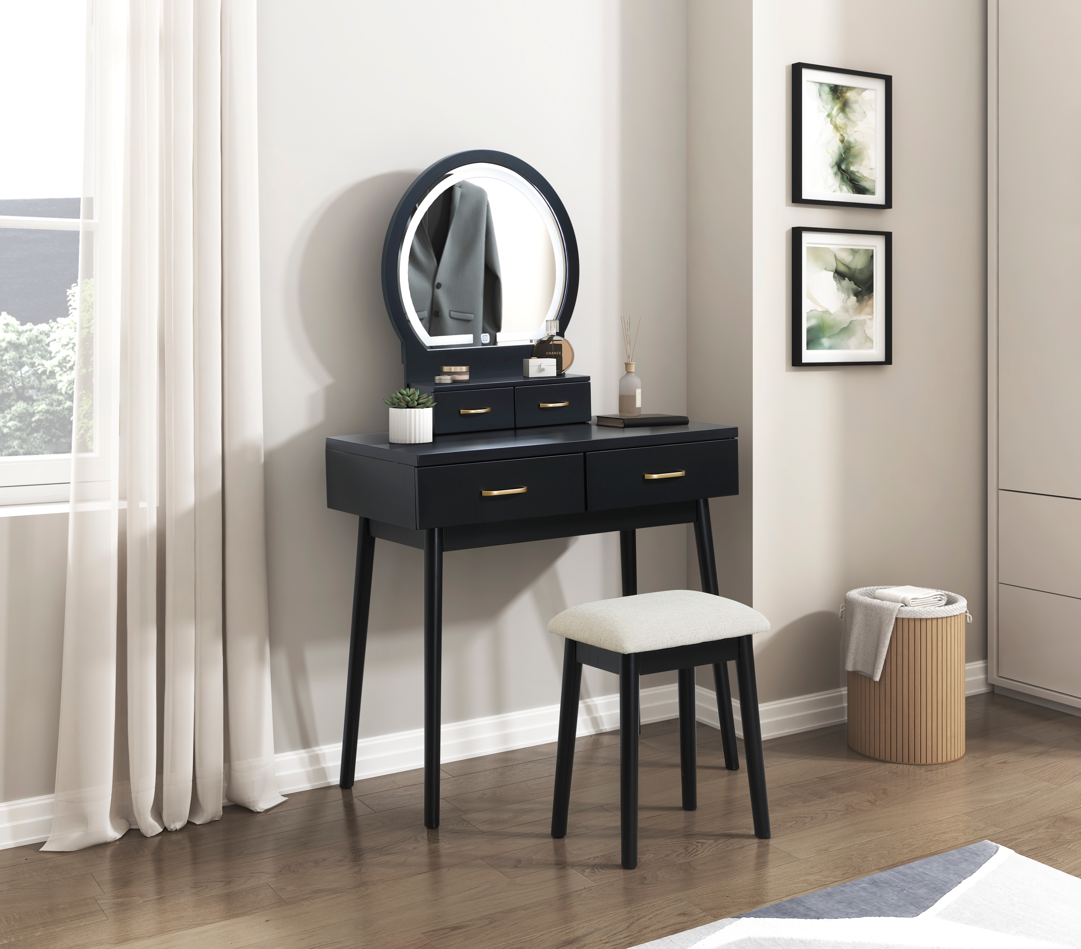 BLACK MAKEUP VANITY WITH FREE STOOL $239.99+TX