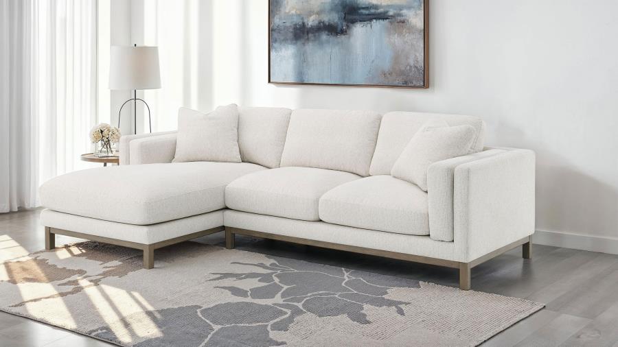 Boucle Upholstered Sectional Chaise Sofa Sand $1899.99+TX