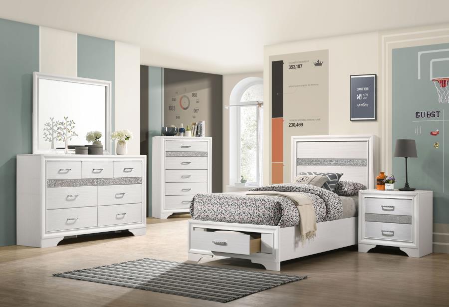 51-inch Wood Twin Storage Panel Bed White $399.99+TX