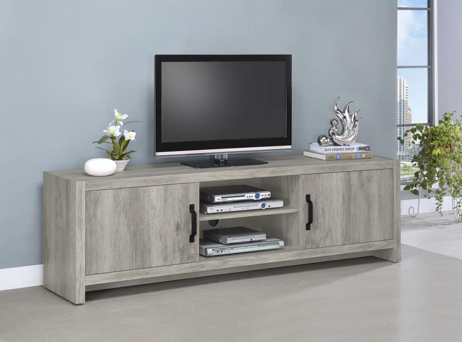 2-door Engineered Wood 71-inch TV Stand Grey Driftwood $269.99+TX