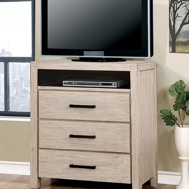  Wire-Brushed White Finish Media Chest $489.99+TX