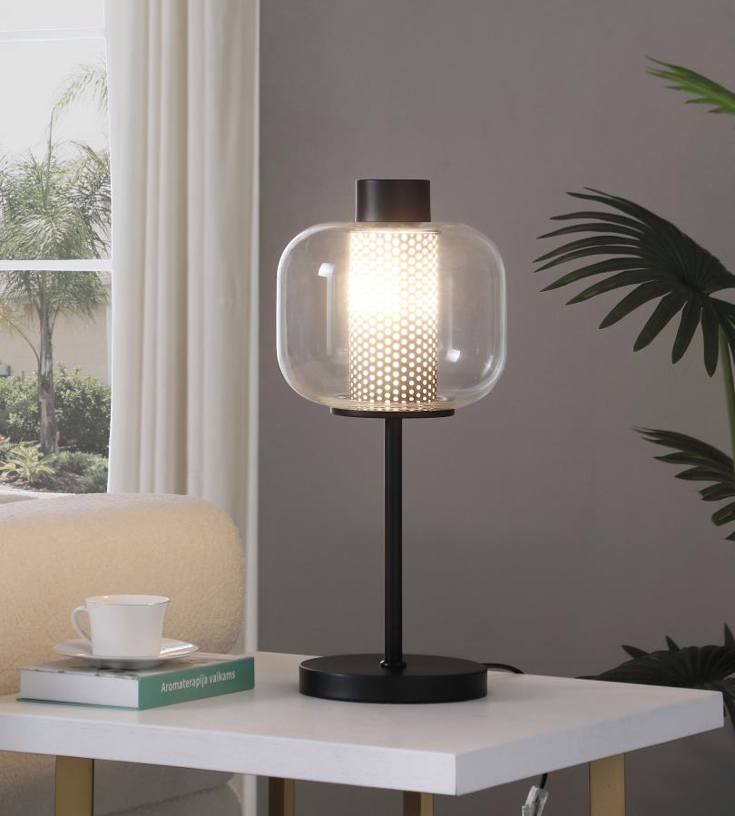 22-inch Glass Shade Bedside Table Lamp Black $119.99+TX