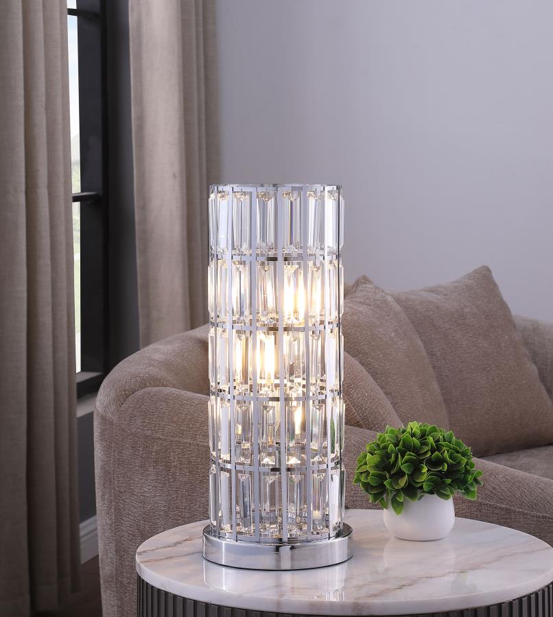 20-inch Crystal Shade Bedside Table Lamp Silver $109.99+TX