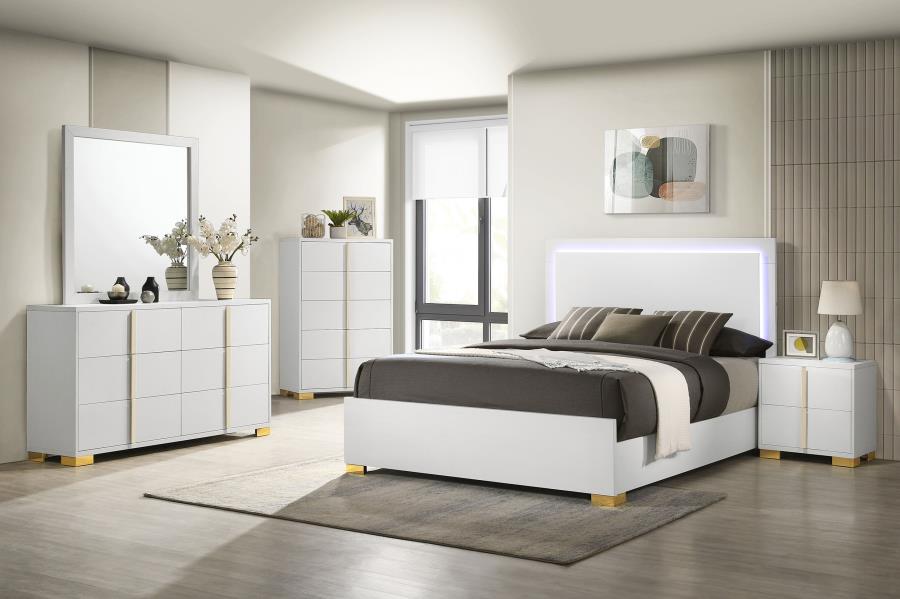 Queen LED Panel Bed White $299.99+TX