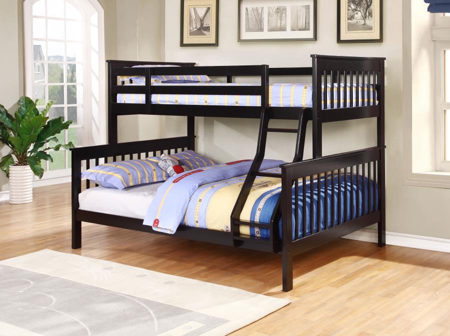 Wood Twin Over Full Bunk Bed Black $639.99+TX