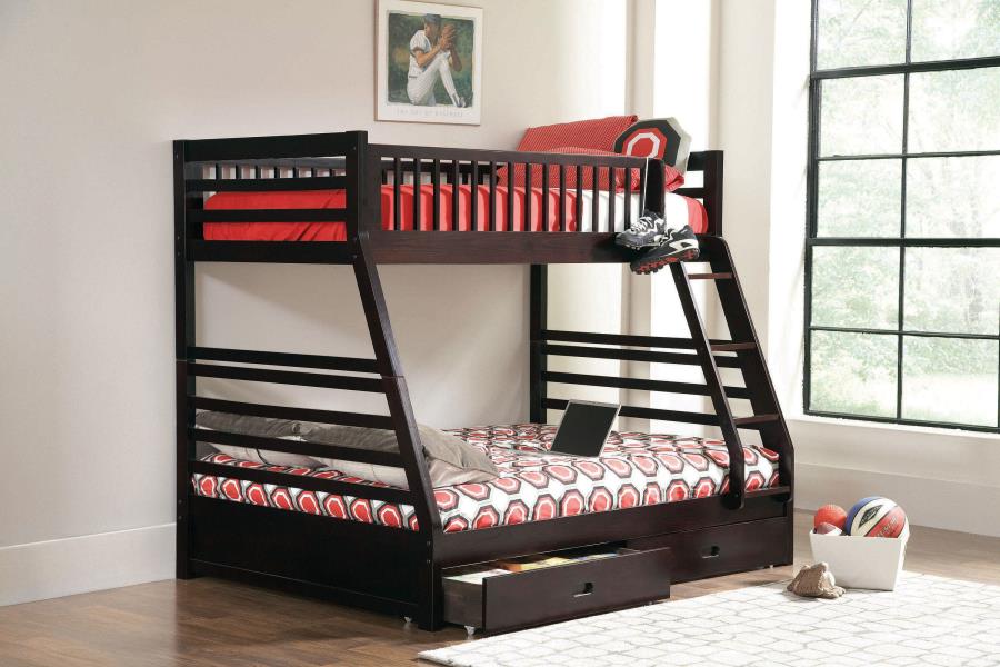 2-drawer Wood Twin Over Full Bunk Bed Cappuccino $759.99+TX