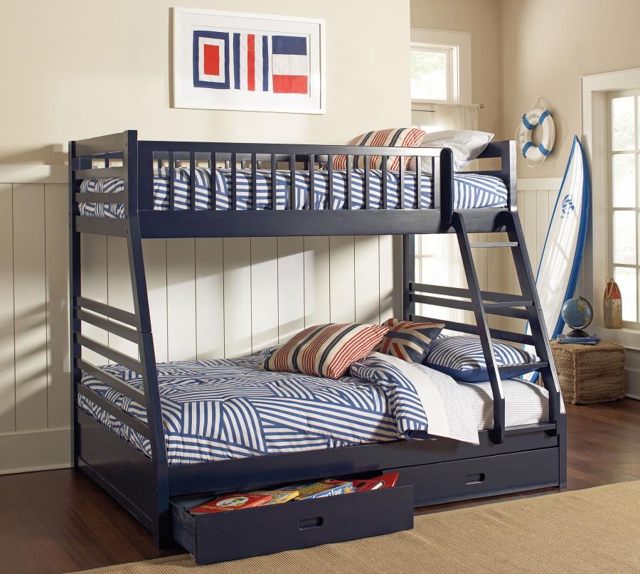 2-drawer Wood Twin Over Full Bunk Bed Navy Blue $799.99+TX