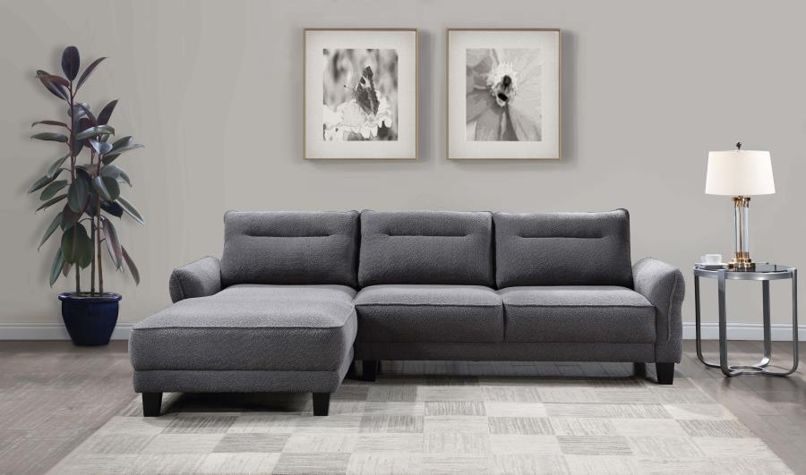 Upholstered Curved Arm Chaise Sectional Sofa Grey $979.99+TX
