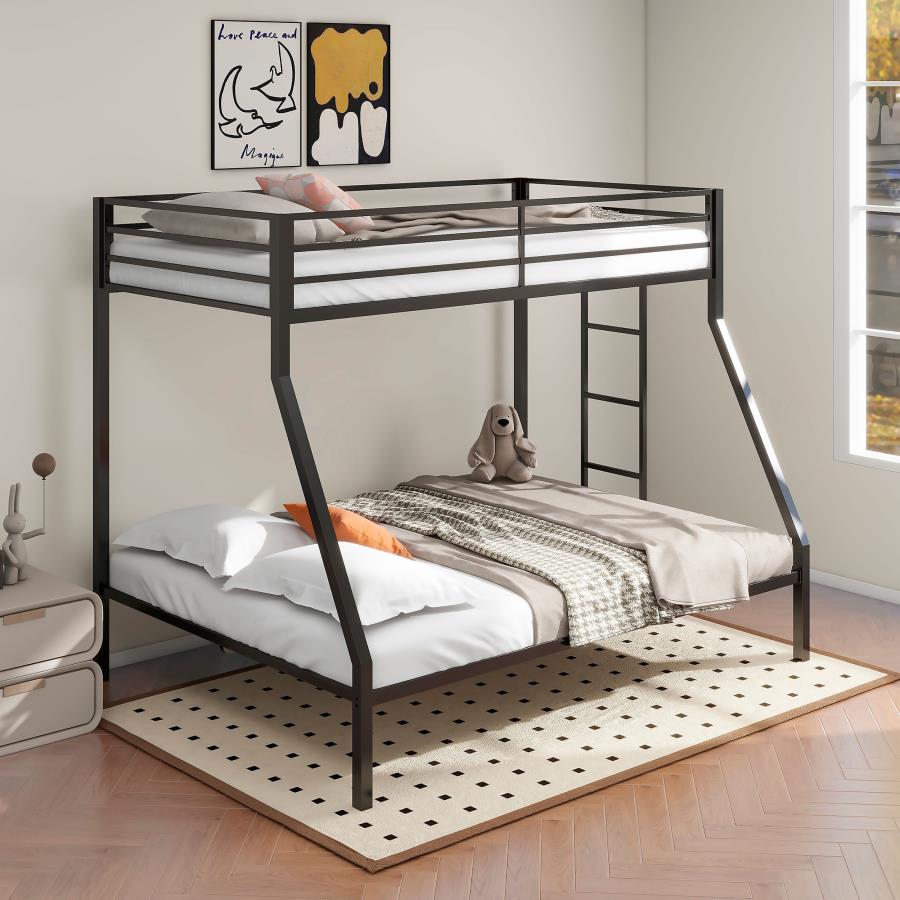 Metal Twin Over Full Bunk Bed with Ladder Black $399.99+TX