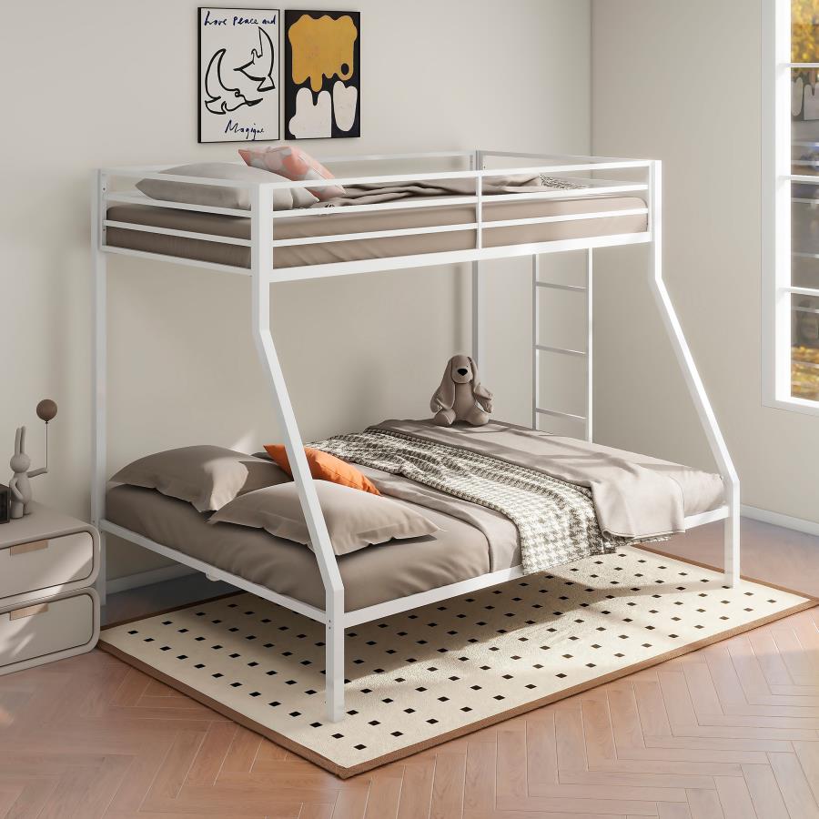 Metal Twin Over Full Bunk Bed with Ladder White $399.99+TX