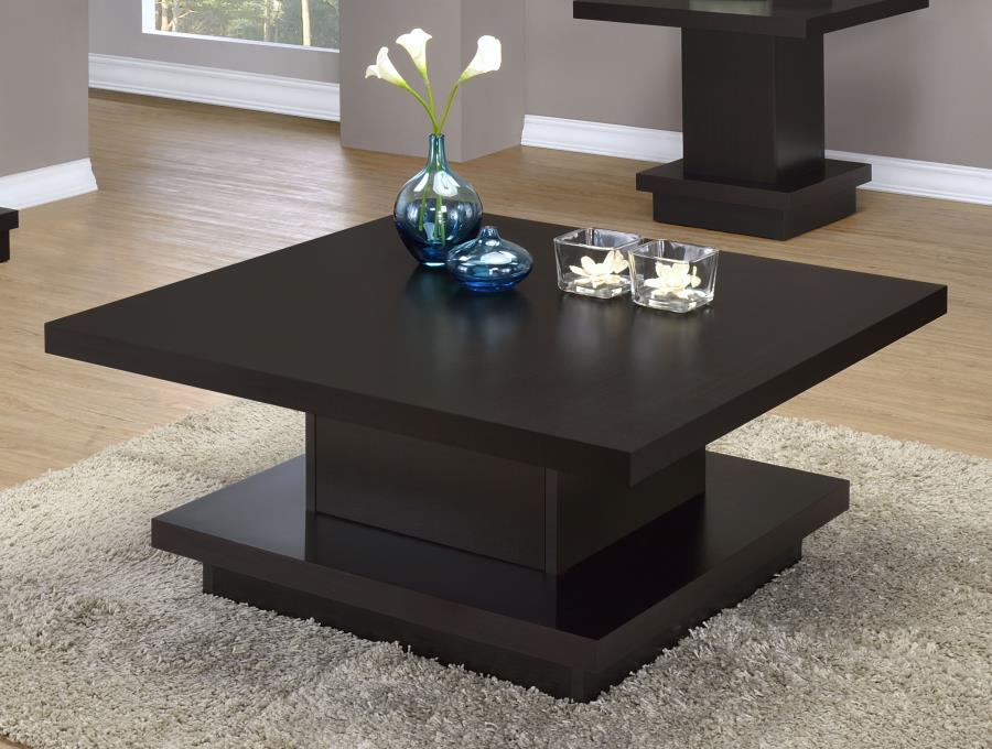 Square Engineered Wood Coffee Table with Casters Cappuccino $159.99+TX