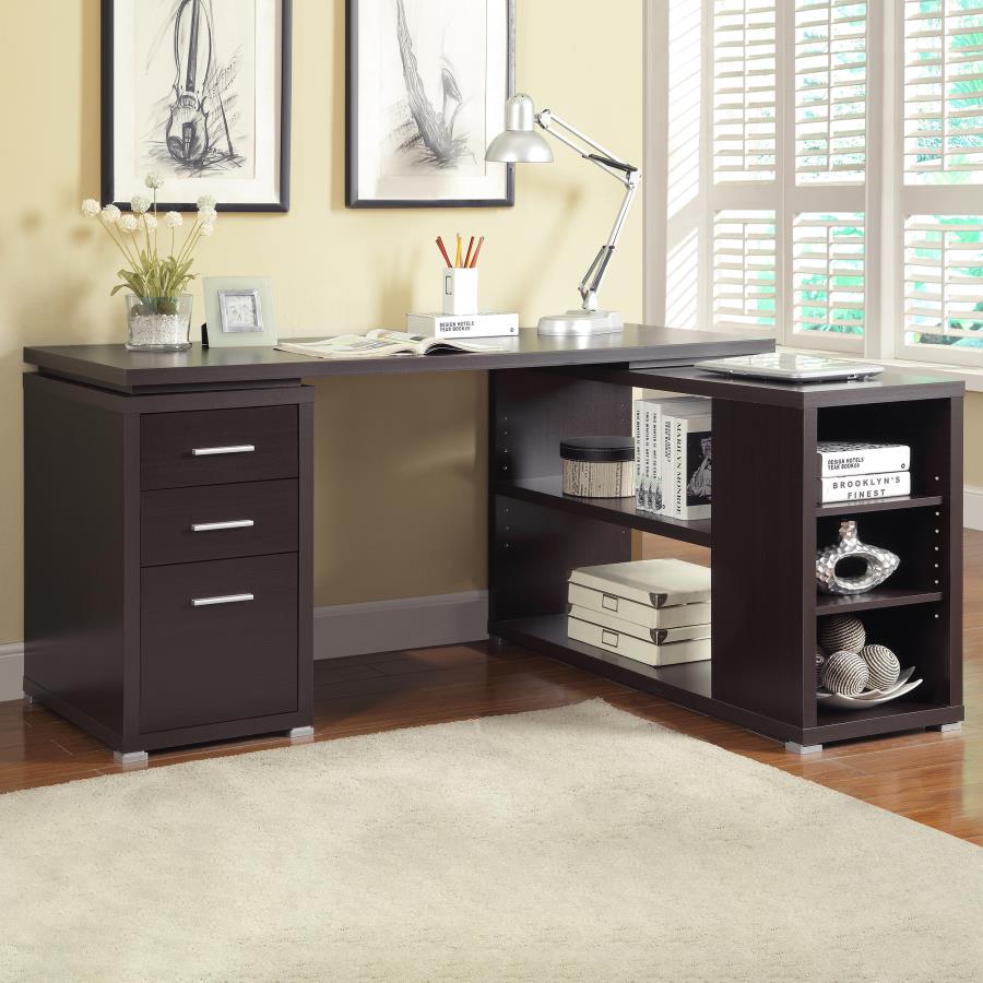 60-inch 3-drawer L-Shape Computer Desk Cappuccino $439.99+TX