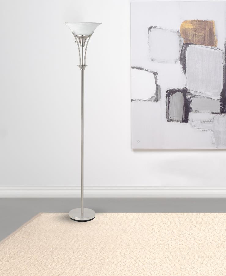 71-inch Frosted Torchiere Floor Lamp Brushed Steel $109.99+TX