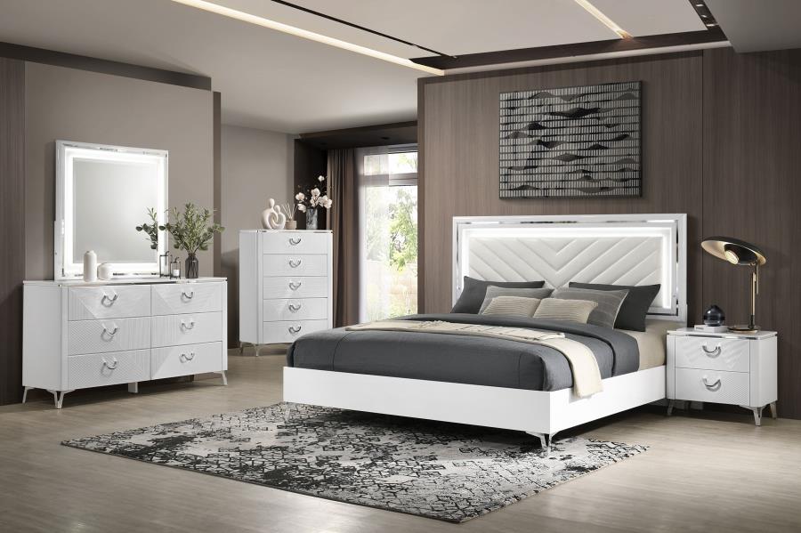  Queen LED Panel Bed White High Gloss $589.99+TX