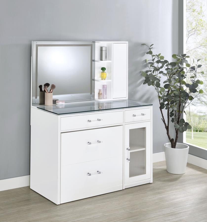 2-drawer Vanity Set with LED Mirror White High Gloss $609.99+TX