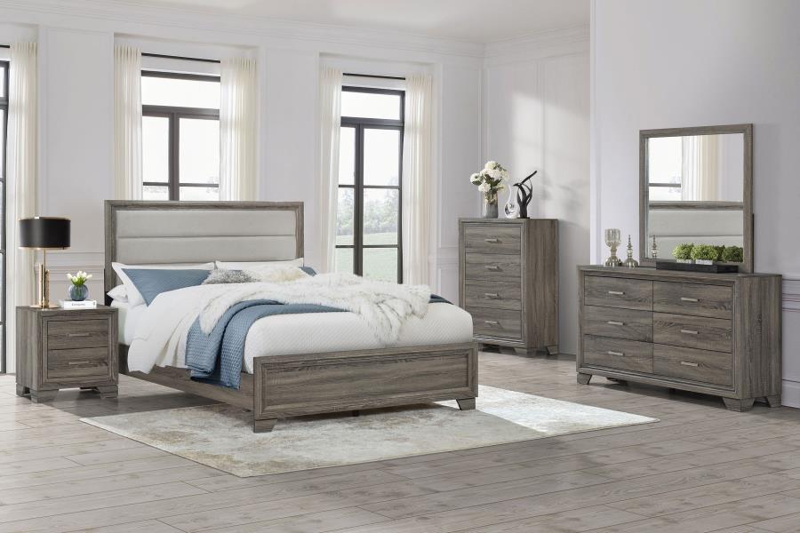 52-inch Upholstered Queen Bed Brown Oak $259.99+TX
