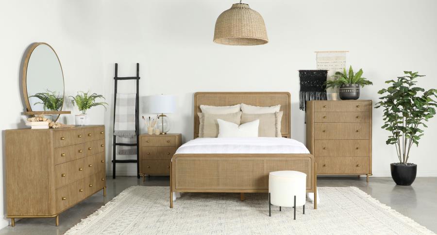Rattan Queen Panel Bed Sand Wash and Natural Cane $1059.99+TX