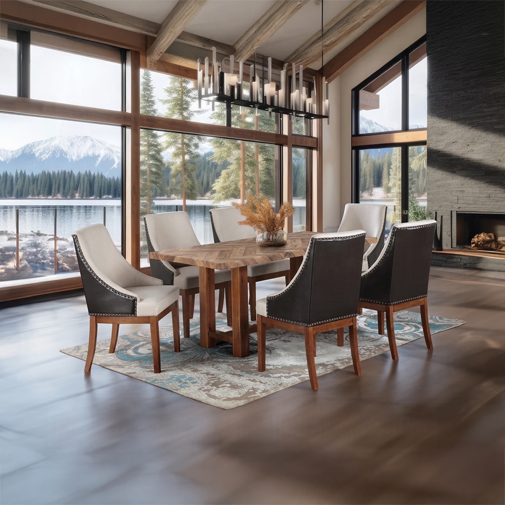 7-piece Rectangular Dining Set Brown Finish $1369.99+TX