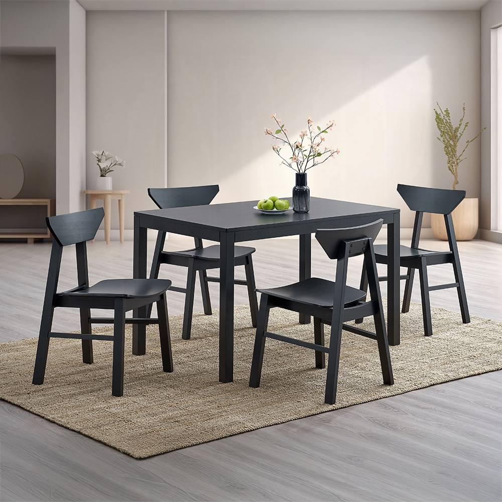 5-piece Round Solid Wood Dining Set Black Finish $399.99+TX