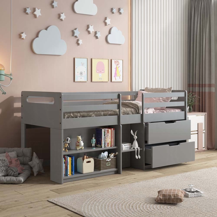 Twin Loft Bed W/Stor