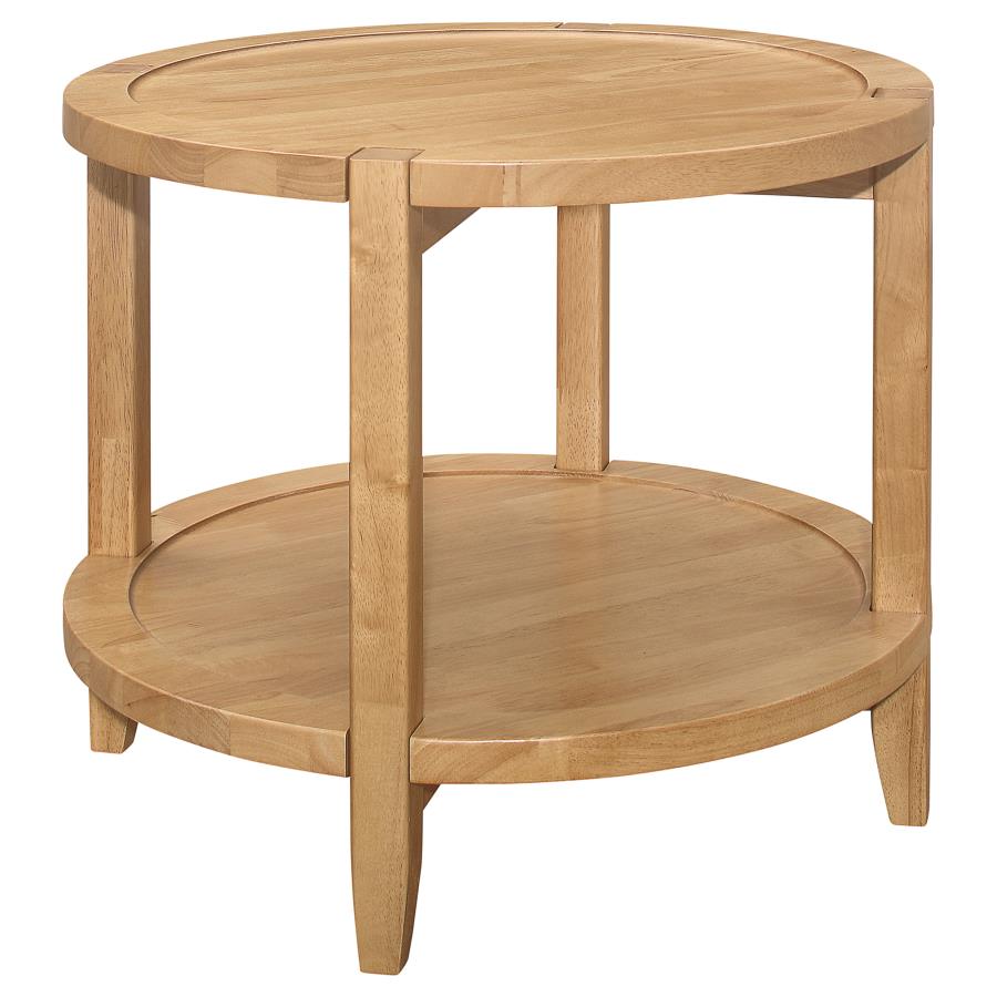 Round Solid Wood Side End Table Maple Brown $239.99+TX
