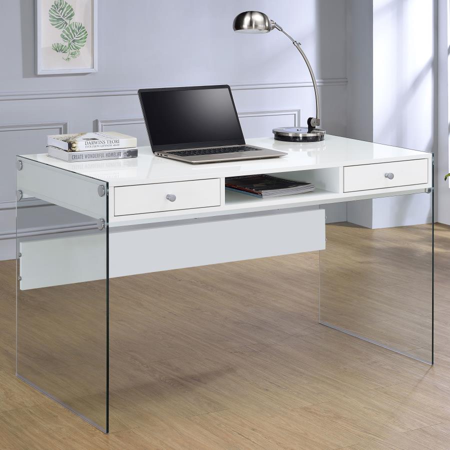48-inch 2-drawer Writing Desk White High Gloss $289.99+TX