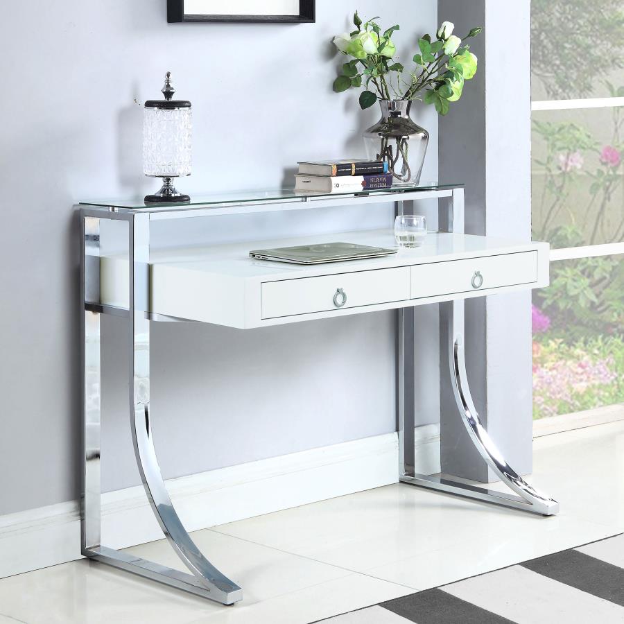 48-inch 2-drawer Writing Desk White High Gloss $479.99+TX