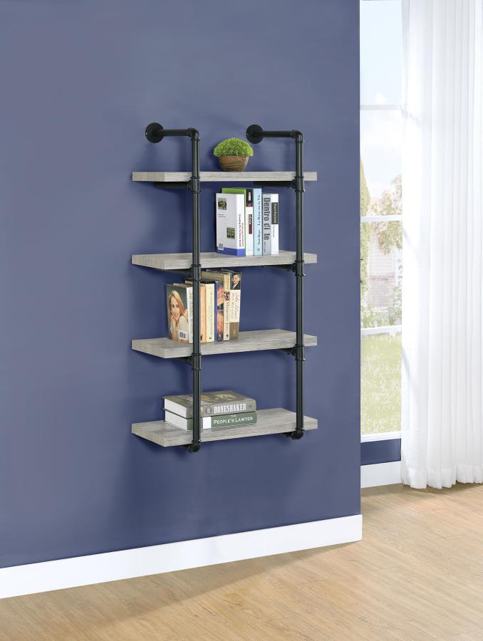 24-inch 4-shelf Wall Bookshelf Grey Driftwood $199.99+TX