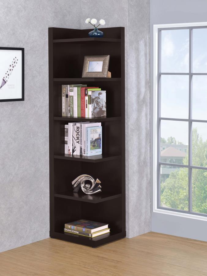 71-inch 6-shelf Corner Bookcase Cappuccino $199.99+TX