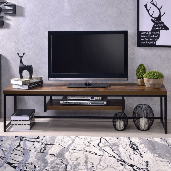 Weathered Oak & Black Metal Finish TV Stand $199.99+TX