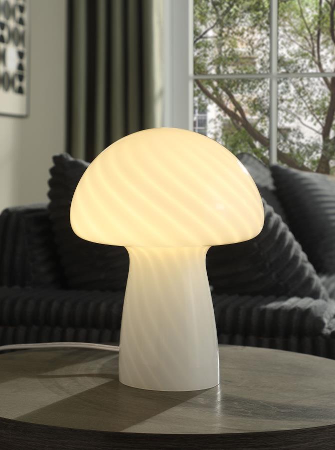 Mushroom Shaped Glass Bedside Table Lamp White $99.99+TX