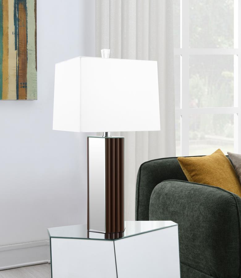 30-inch Square Tapered Mirrored Table Lamp Brown $129.99+TX