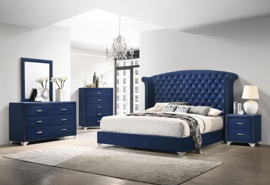 Upholstered Queen Wingback Bed Pacific Blue $499.99+TX