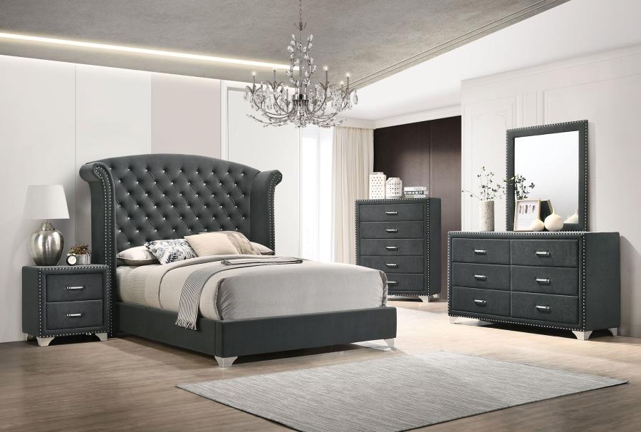 Upholstered Queen Wingback Bed Grey $499.99+TX