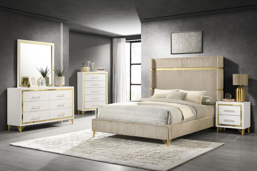 61-inch Upholstered Queen Wingback Bed Beige $319.99+TX