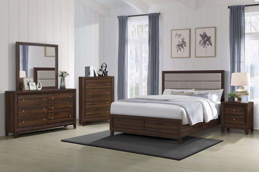 50-inch Upholstered Queen Bed Walnut $259.99+TX