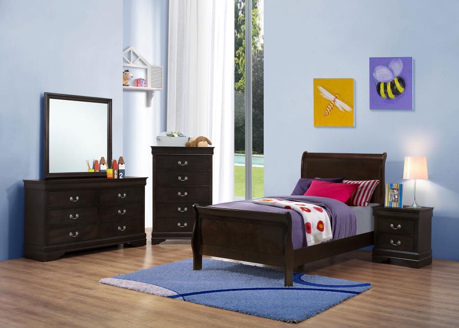 Wood Twin Sleigh Bed Cappuccino $269.99+TX