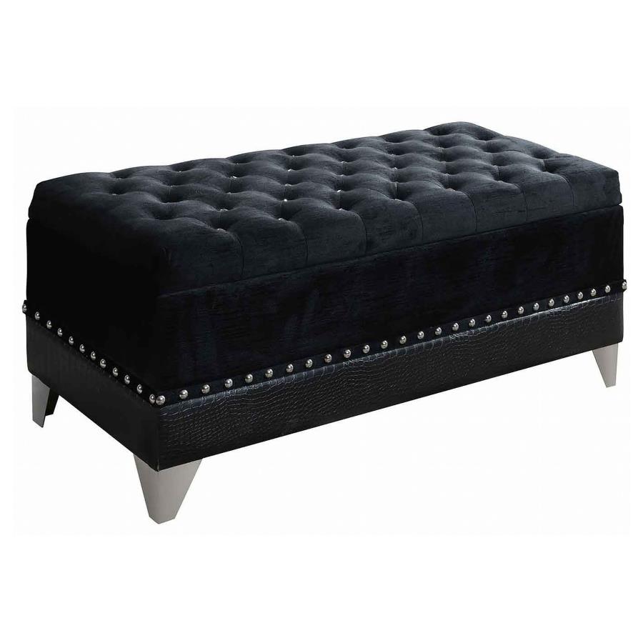 Velvet Upholstered Tufted Storage Bench/Otttoman Black $219.99+TX