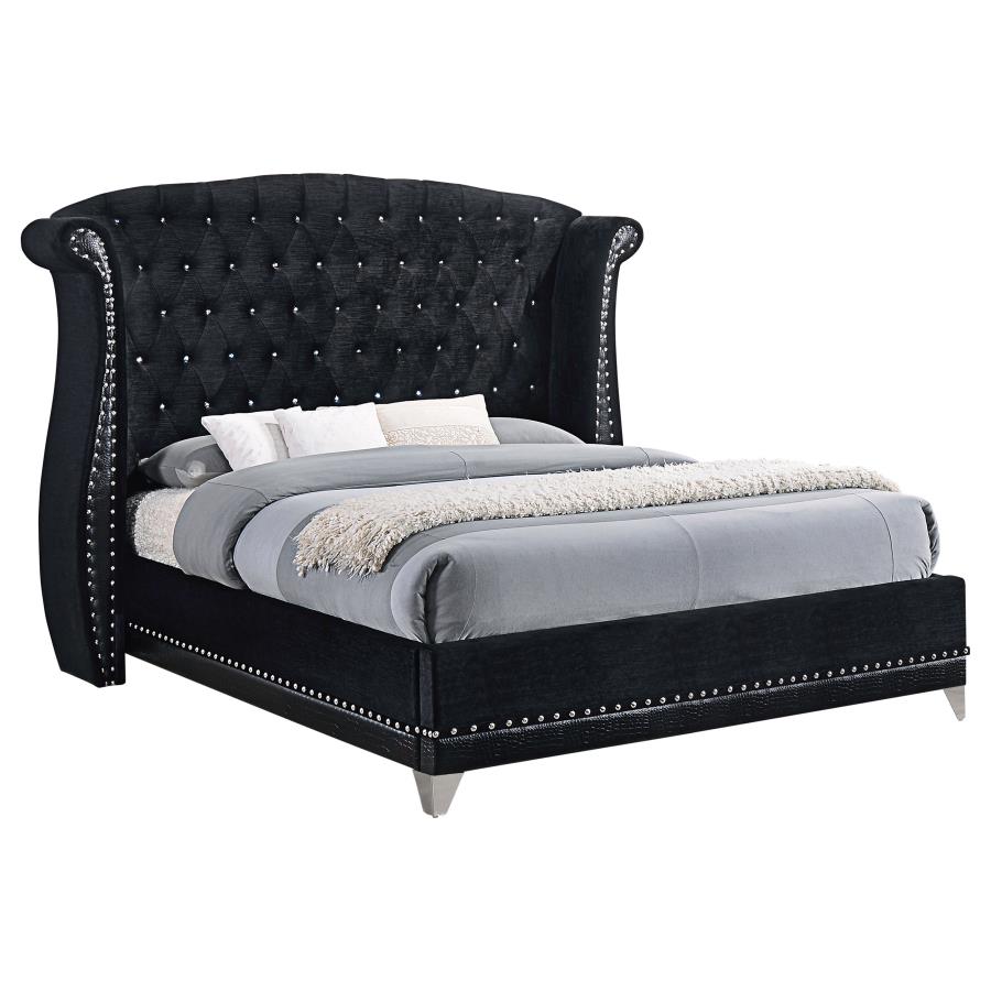Upholstered Queen Wingback Bed Black $859.99+TX