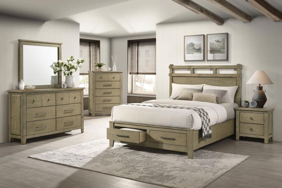 59-inch Queen Panel Storage Bed Vineyard Oak $679.99+TX