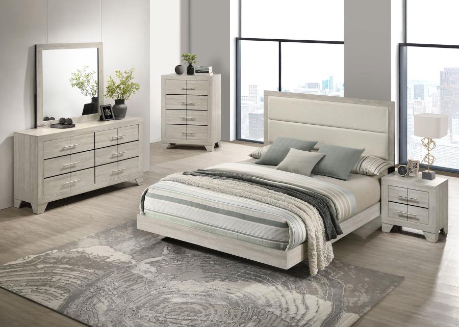 54-inch Wood Queen Panel Bed Rustic Cream $249.99+TX