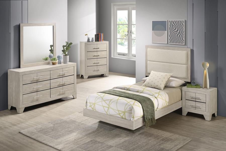54-inch Wood Twin Panel Bed Rustic Cream $109.99+TX