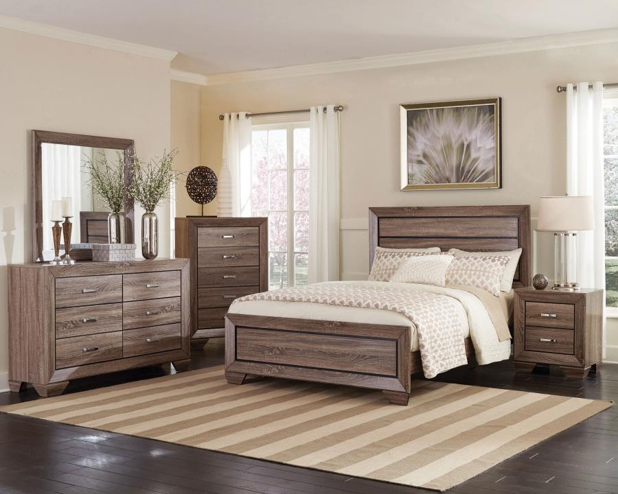 Wood Queen Panel Bed Washed Taupe $309.99+TX