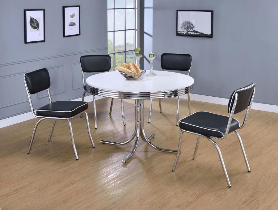 5-piece Round Dining Table Set White and Black $779.99+TX