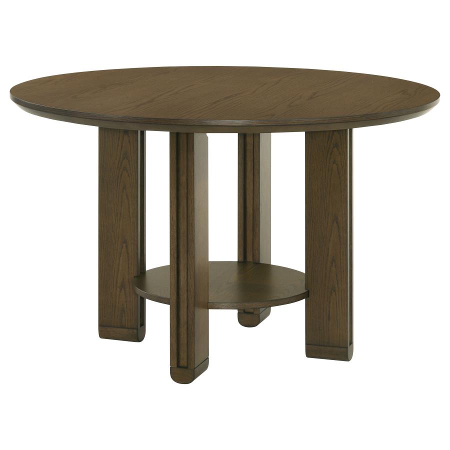 47-inch Round Wood Dining Table with Shelf Brown $429.99+TX