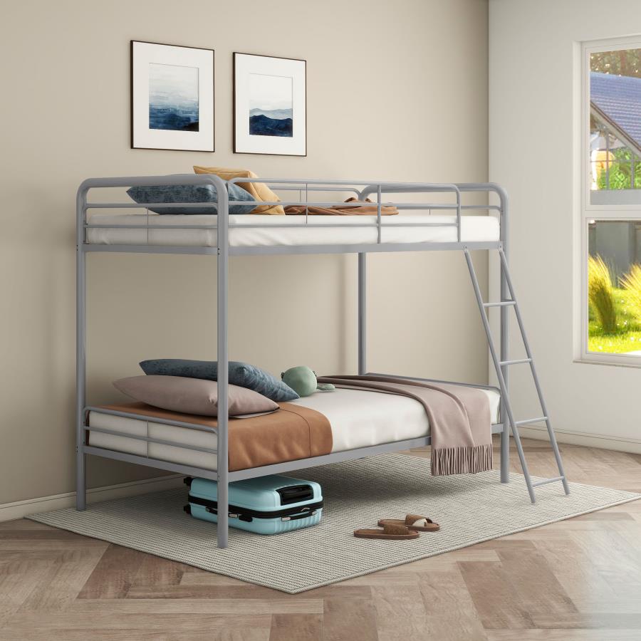Metal Twin Over Twin Bunk Bed Glossy Silver $329.99+TX