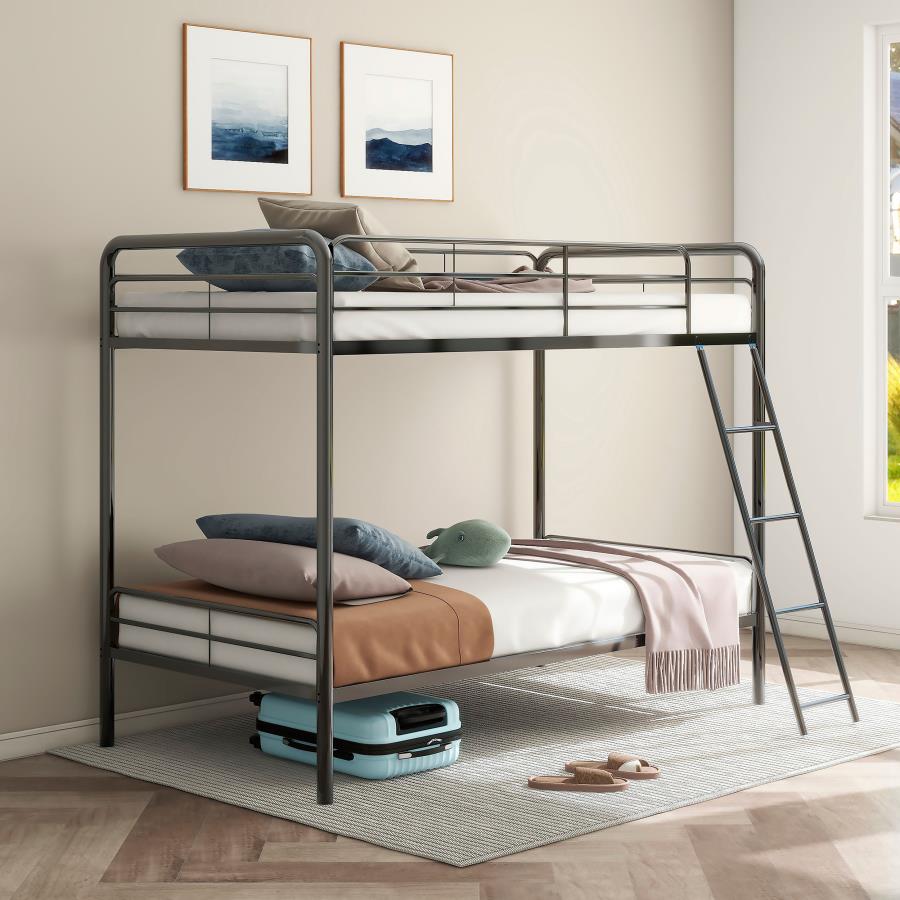 Metal Twin Over Twin Bunk Bed Glossy Black $329.99+TX