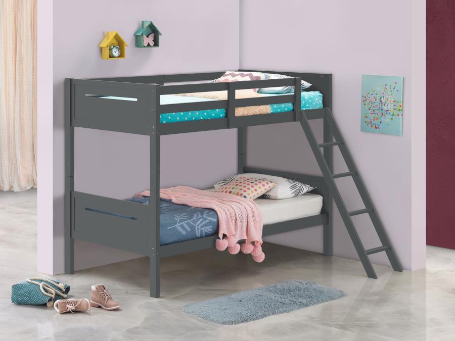 Wood Twin Over Twin Bunk Bed Grey $459.99+TX