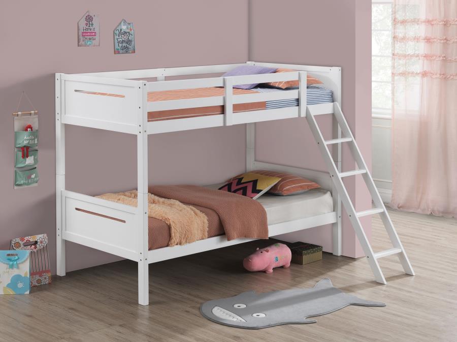 Wood Twin Over Twin Bunk Bed White $459.99+TX